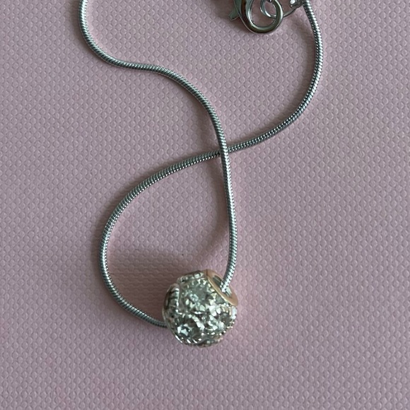 Silver plated Rhinestone Ball Slide Snake Chain necklace - Picture 6 of 8